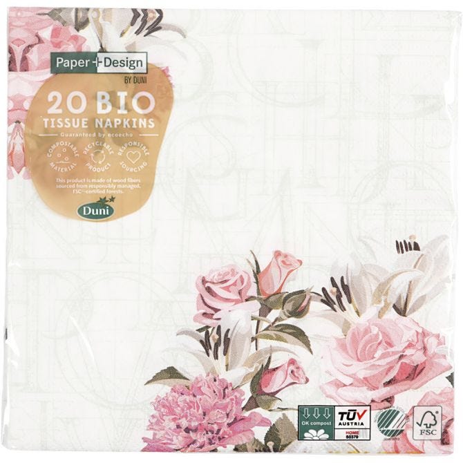 Table Napkins, Rose letters, size 33x33 cm - 20 pcs