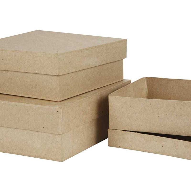 Square Boxes, size 16+18+20 cm, H: 5+6+7.5 cm