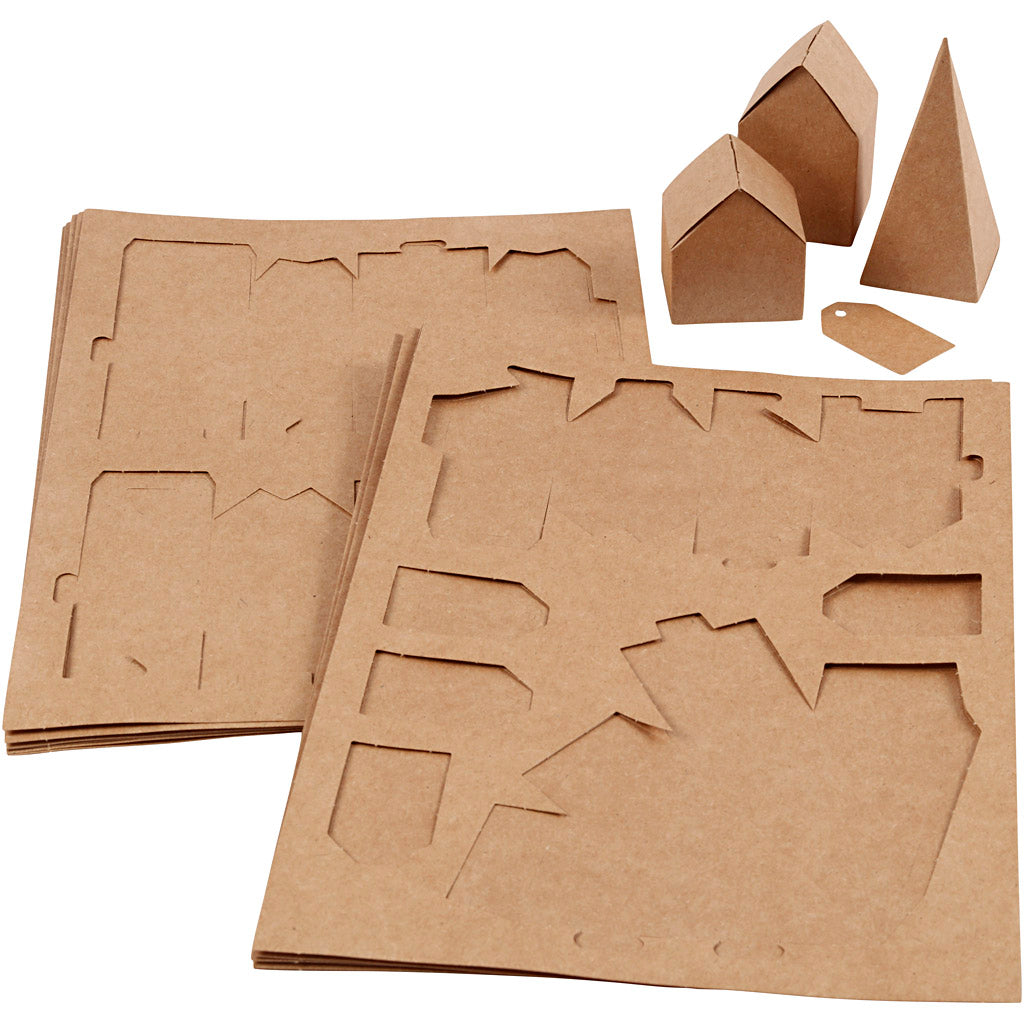 Die cut houses and trees, H: 5,7-10 cm cm - 1 Set