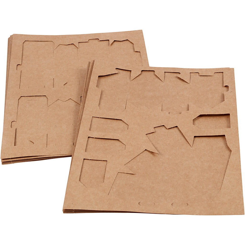 Die cut houses and trees, H: 5,7-10 cm cm - 1 Set