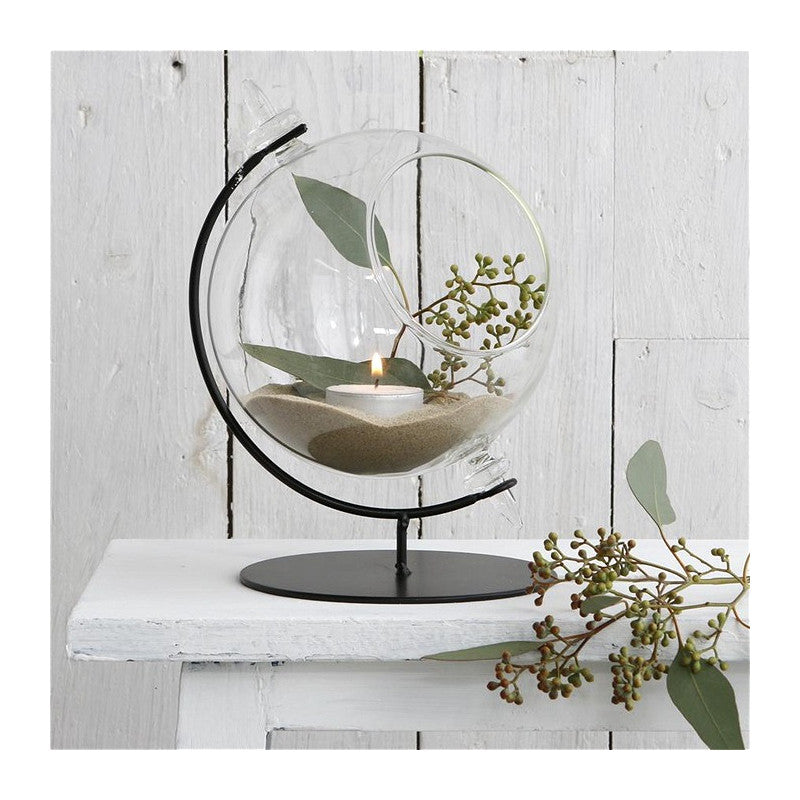 Glass Globe for Tealight with Stand Ø15 h.21cm - 1 pc