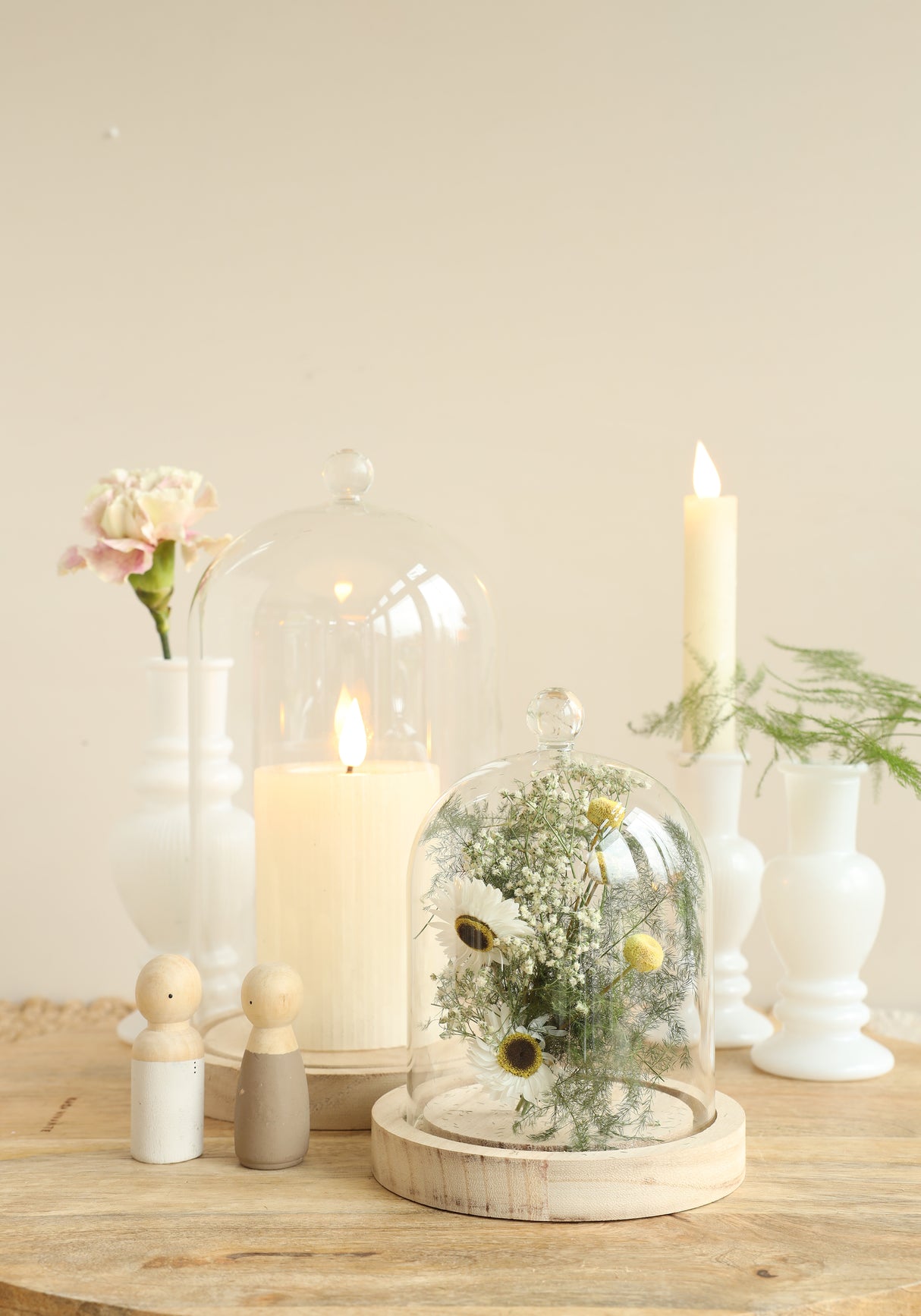 Glass dome with knob and wood base Ø12 h.18 cm - 1 pc