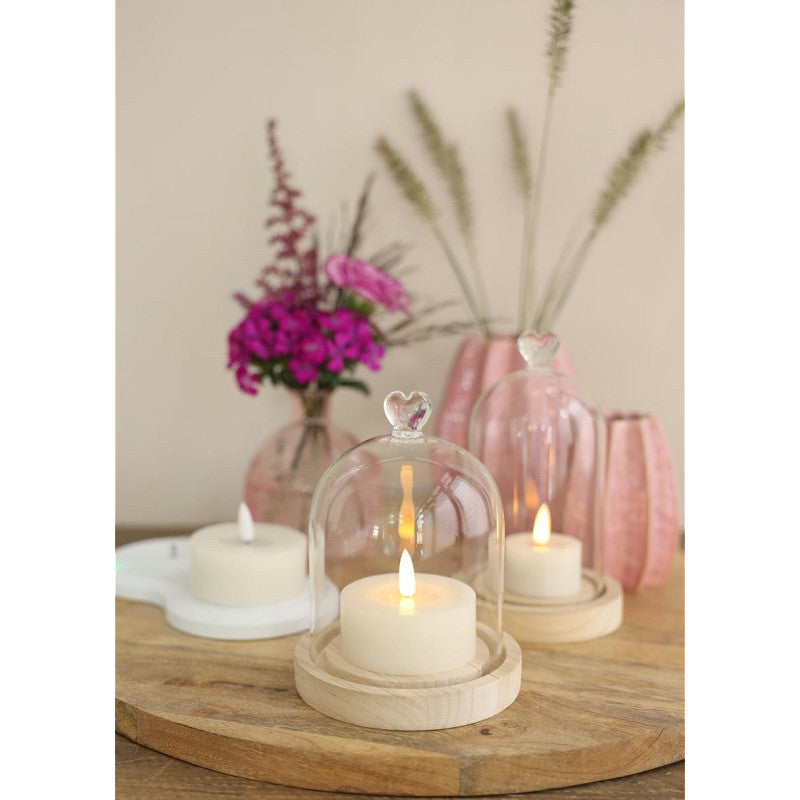 Bell Jar Heart Wood Base Ø10 h.13 cm - 1 pcs
