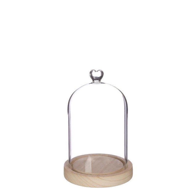 Bell Jar Heart Wood Base Ø12 h.18,5 cm - 1 pcs