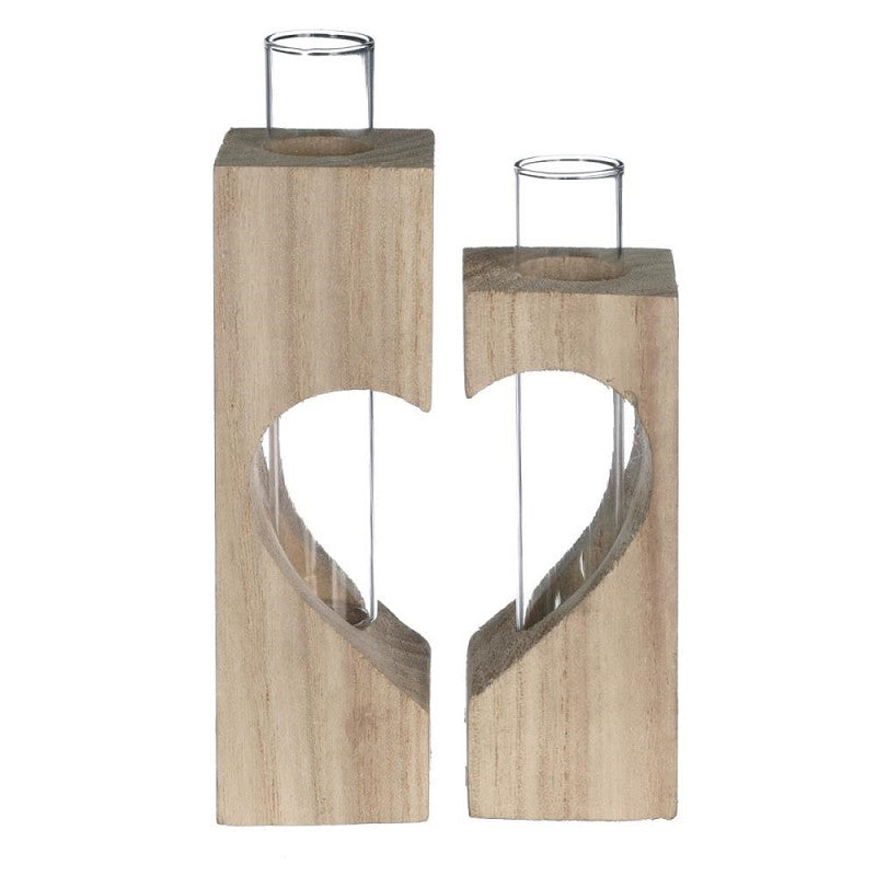 Wooden Tube Holder Heart l.4 w.4 h.14,5 cm - 6 set