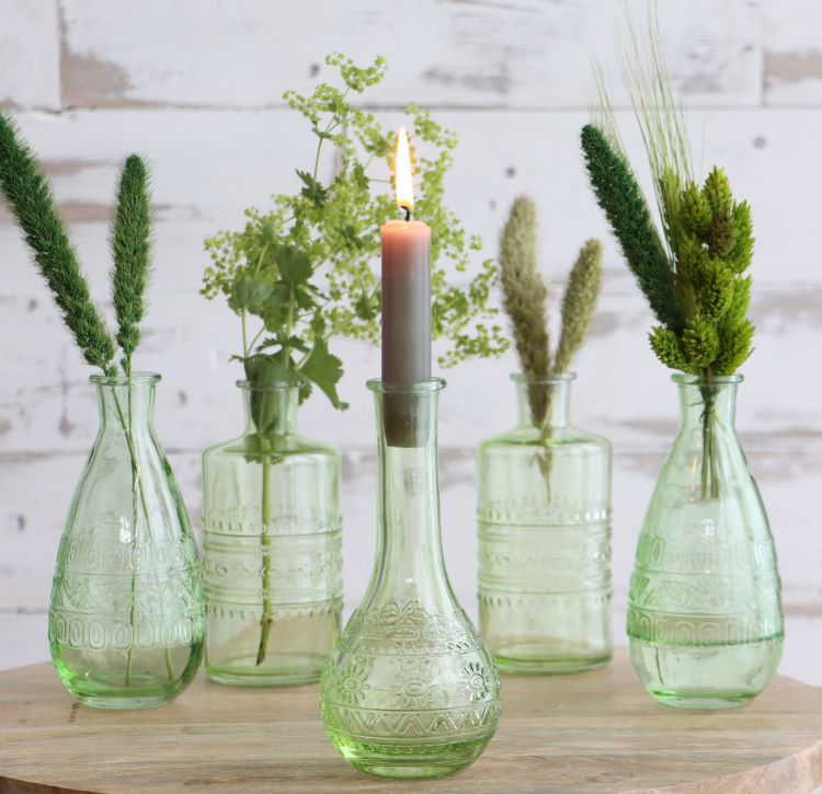 Flower vase Porto Ø7.5cm and 14.5cm high Green - 12 pcs