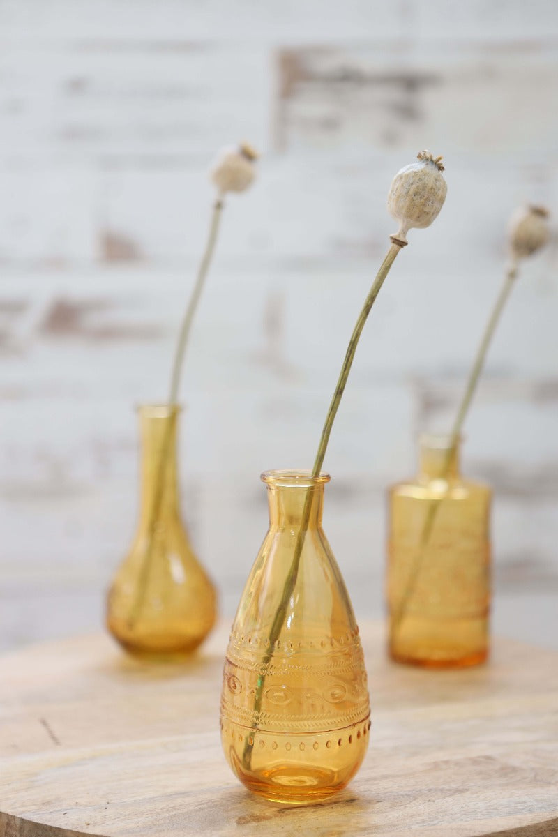 Flower vase Rome Ø7.5cm and 16cm high Ochre - 12 pcs