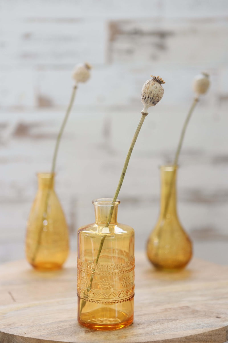 Flower vase Porto Ø7.5cm and 14.5cm high Ochre - 12 pcs