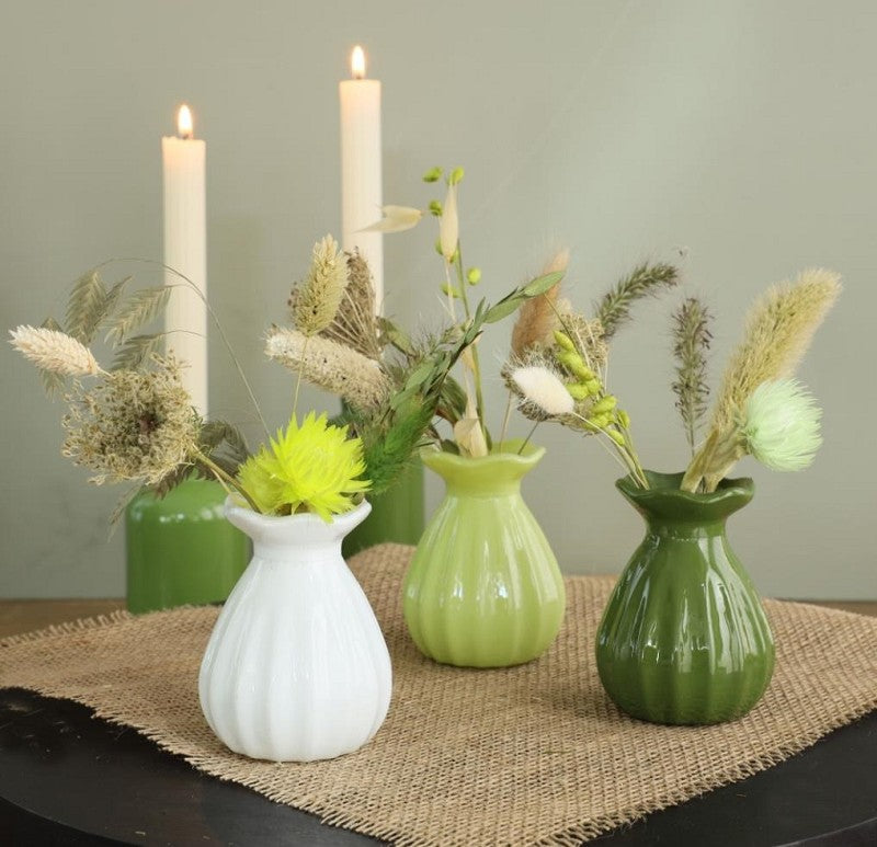 Flower vase Ø70 h: 90 mm Green assorti - 12 Pcs