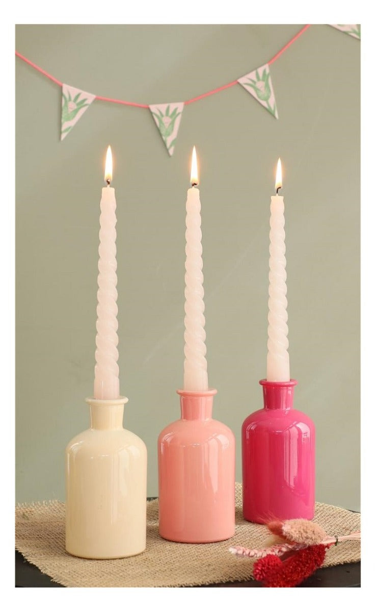 Glass bottle Ø70 h: 120 mm Assorti Pink - 12 Pcs