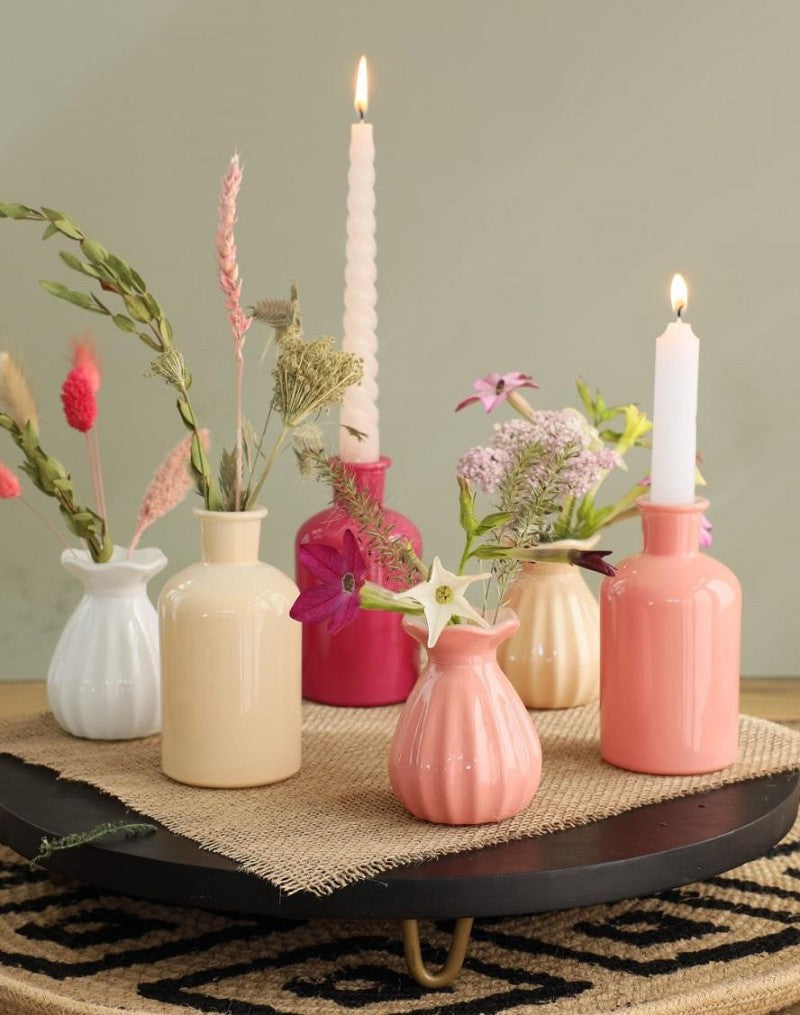 Glass bottle Ø70 h: 120 mm Assorti Pink - 12 Pcs