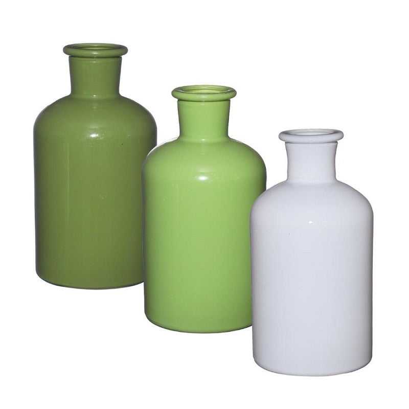 Glass bottle Ø70 h: 120 mm Assorti Green - 12 Pcs