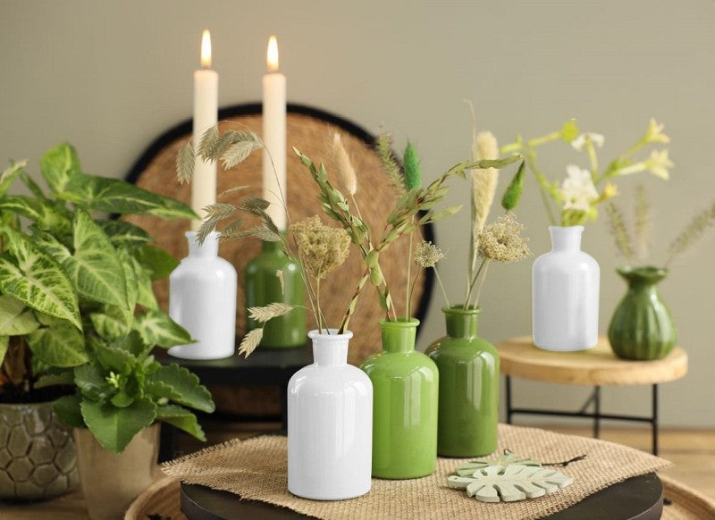 Glass bottle Ø70 h: 120 mm Assorti Green - 12 Pcs