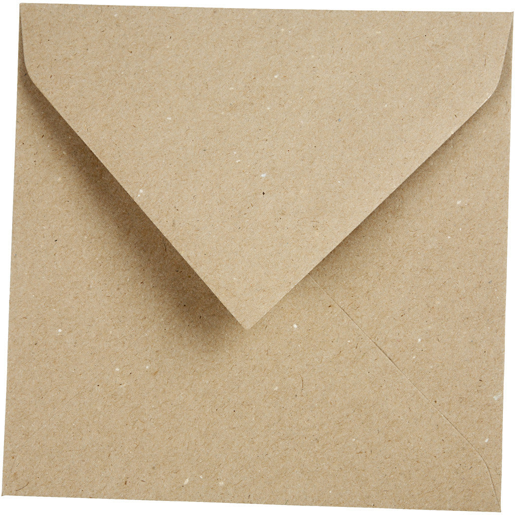 Recycled Envelopes, natural, envelope size 16x16 cm, 120 g - 50 pcs