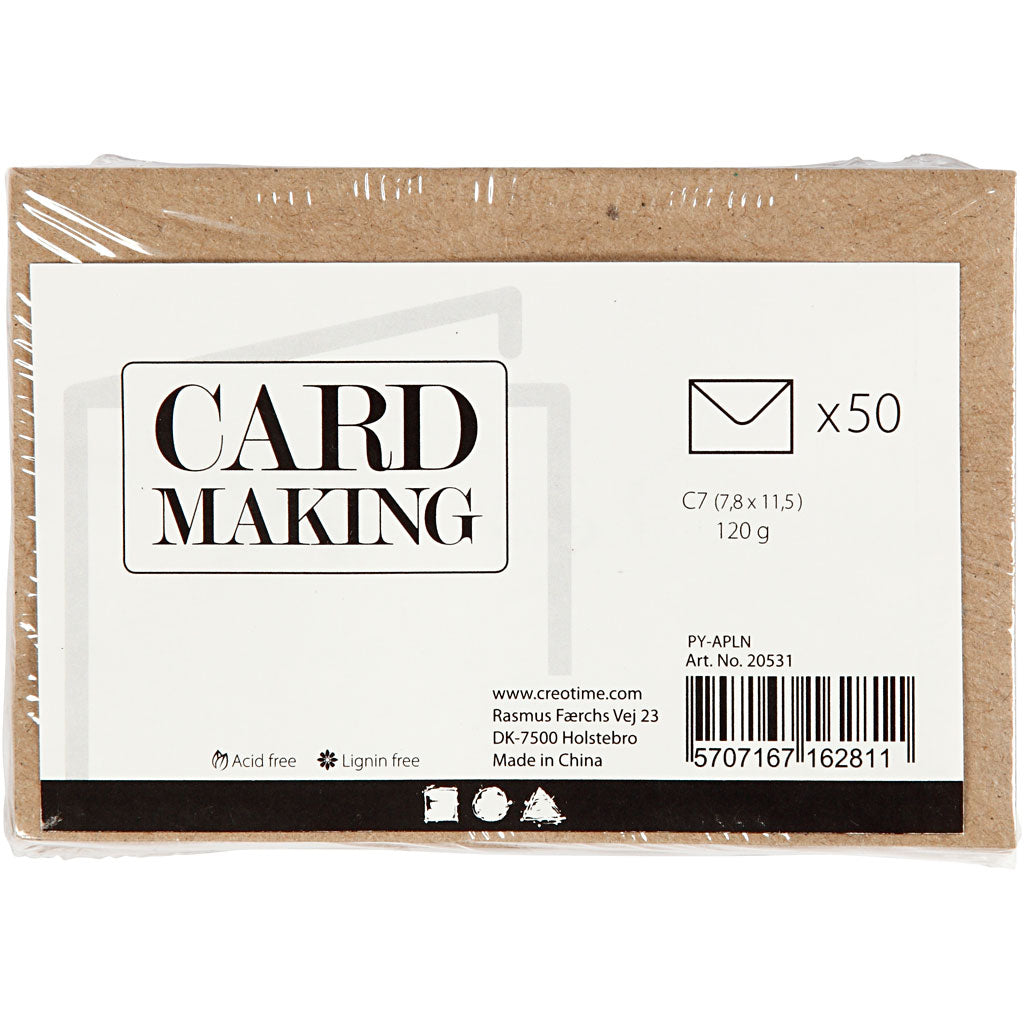 Recycled Envelopes, beige, envelope size 7,8x11,5 cm, 120 g - 50 pcs