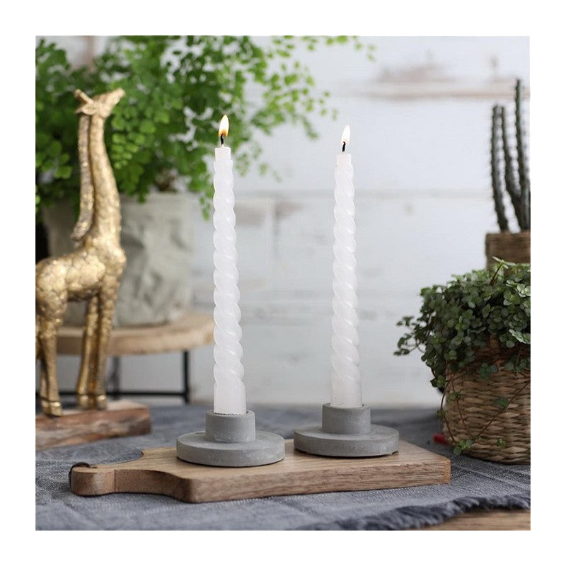 Candles twisted white 19cm high - 4 pcs