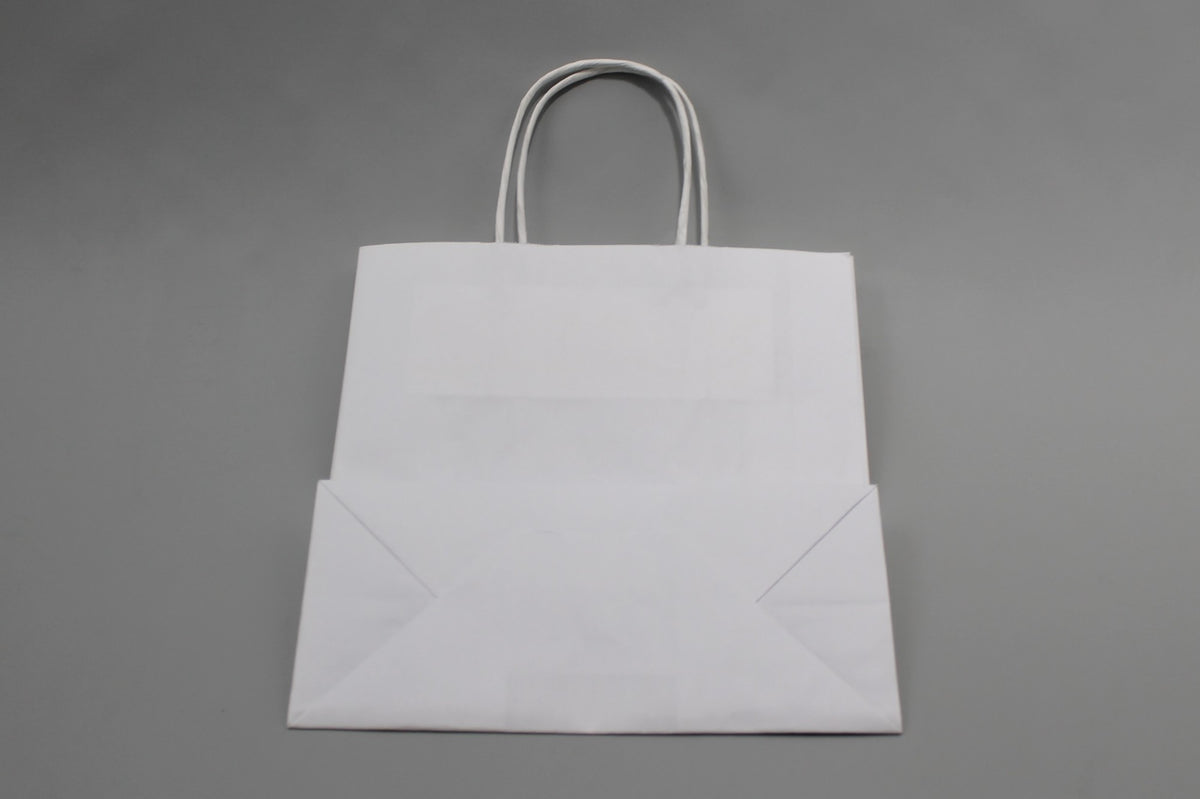 Paper Carry Bags White 260+120x350mm - 50 pcs