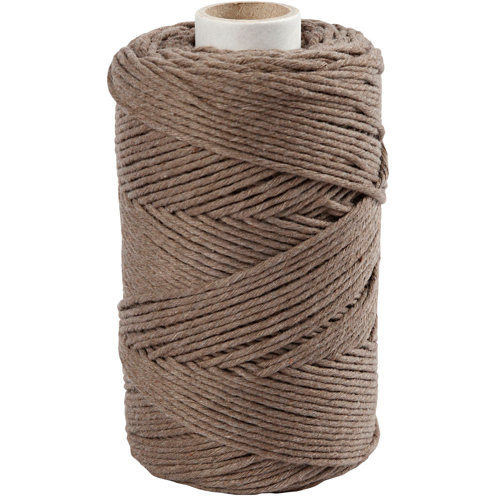 Macramé cord, Light brown, L: 198 mtr, D: 2 mm, 330 g