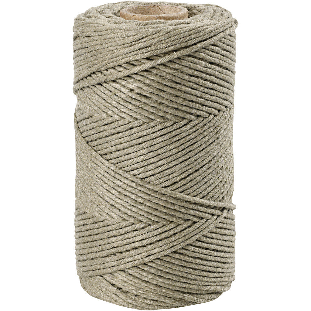Macramé cord, moss green, L: 198 mtr, D: 2 mm, 330 g - 1 Roll