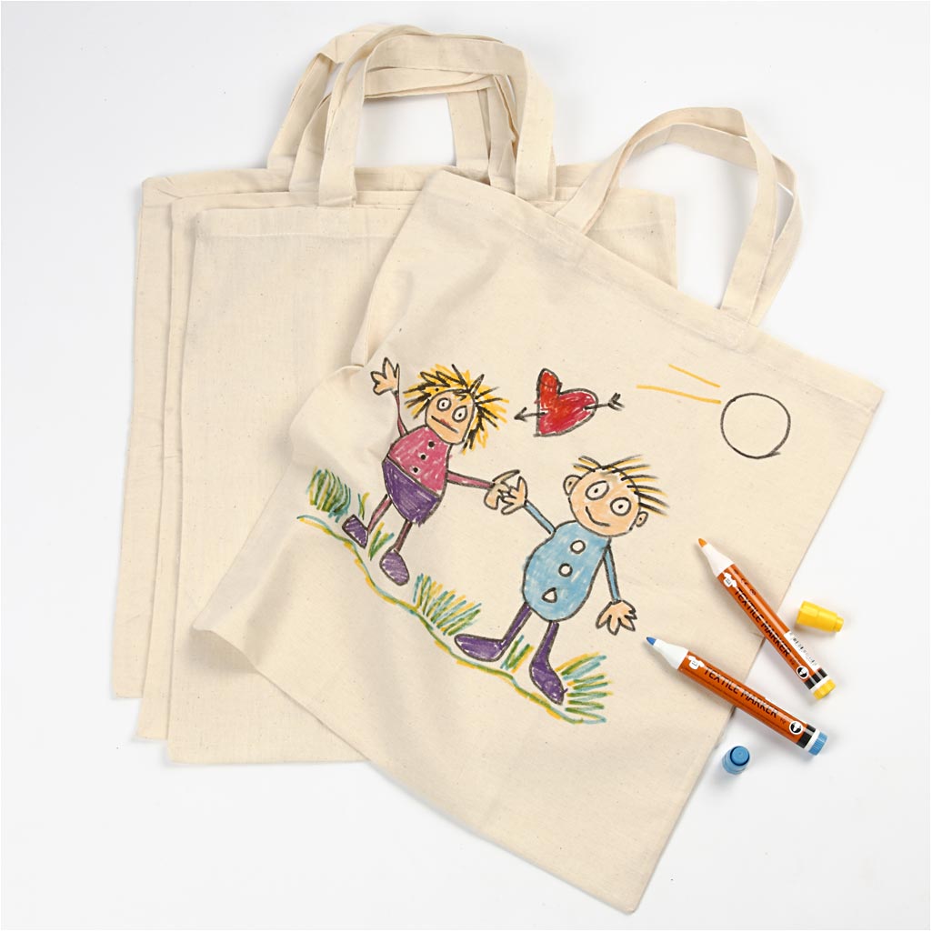 Shopping Bags, size 38x42cm, 135 g/m2, Light natural - 5 pcs