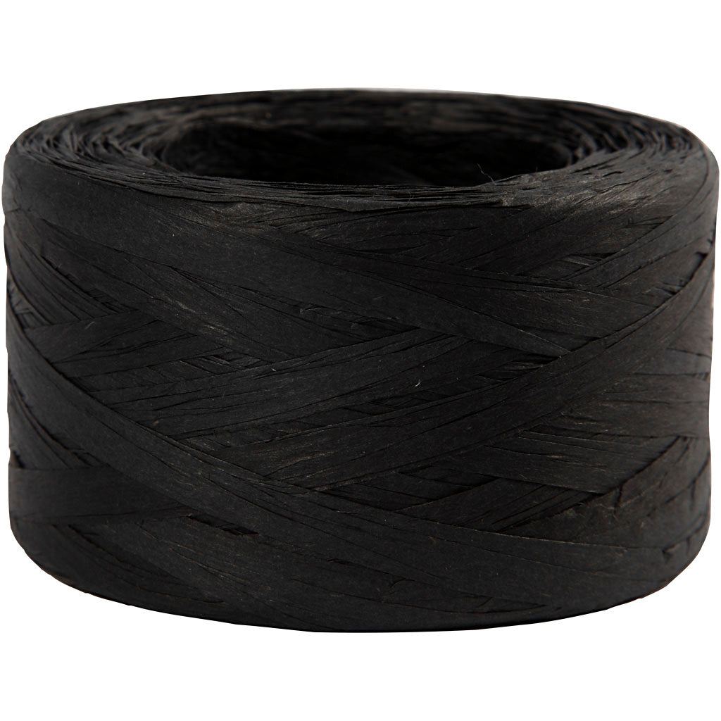 Paper raffia yarn, black, W: 7