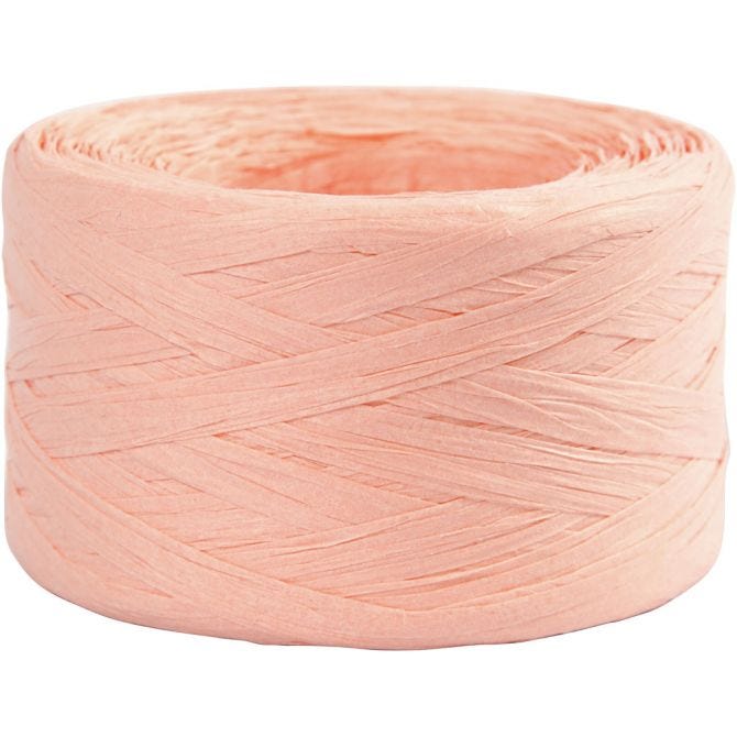 Paper raffia yarn, Light rose, W: 7-8 mm, 100 mtr - 1 Roll