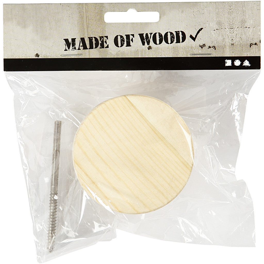 Coat Hook, round, D: 7 cm, depth 4.5 cm, pine - 1 pc