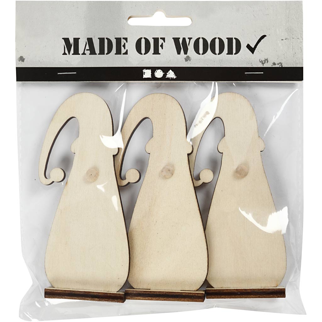 Christmas gnome, H: 10 cm, depth 1,5 cm, W: 4,5 cm, thickness 3 mm - 3 pcs