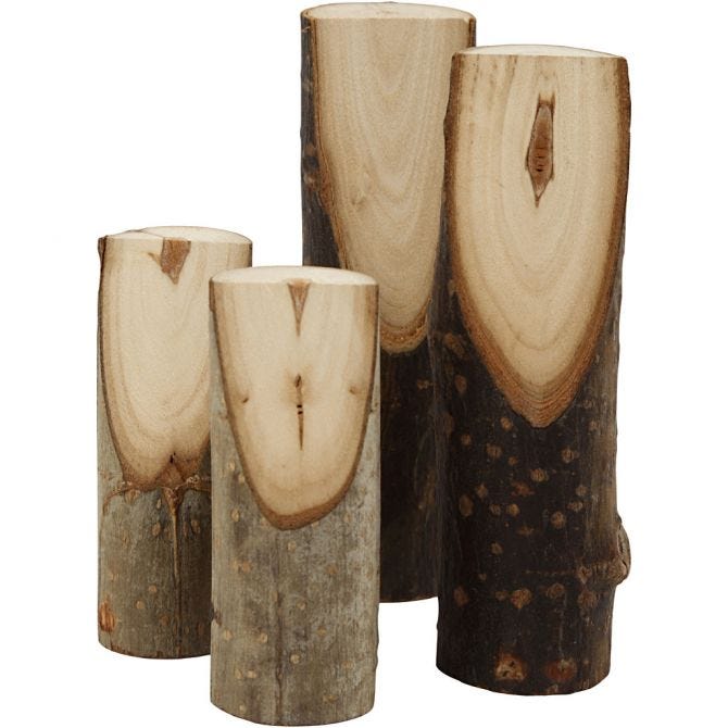 Decorative tree branch cut at an angle, H: 8 cm, Dia. 2,5-3,5 cm - 15 pcs