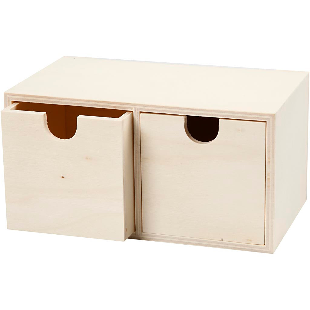 Chest of Drawers, 2 drawers, size 92x177mm, inner size 72x72mm, plywood