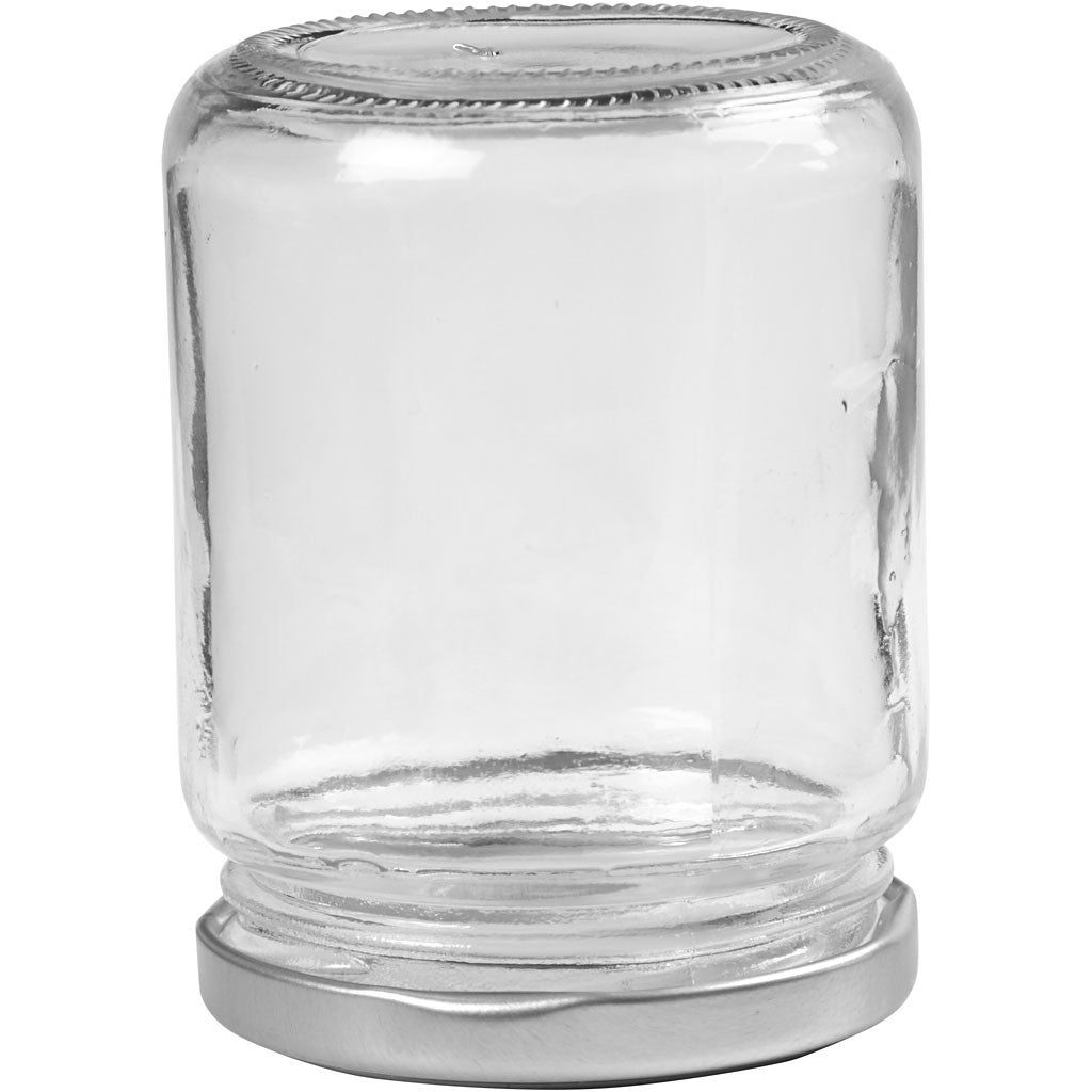 Storage Glass Jar, transparent, H: 9,1 cm, D: 6,8 cm, 240 ml - 12 pcs