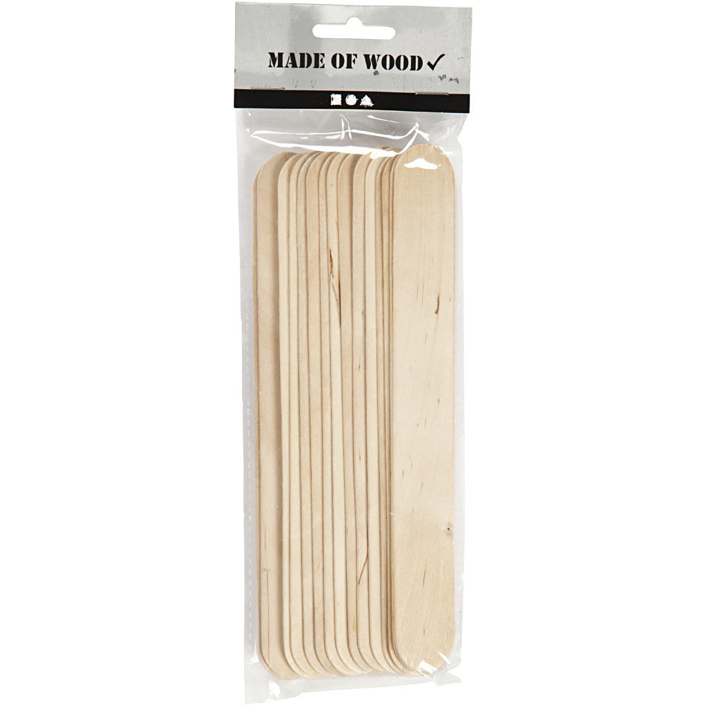 Ice Lolly Sticks, Long, thick, L: 20 cm, W: 25 mm, birch - 15 pcs