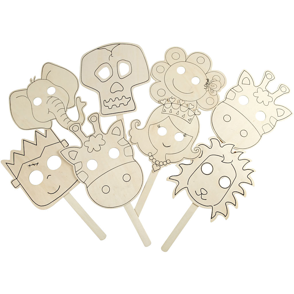 Masks, W: 22 cm, L: 35 cm, plywood, thickness 2 mm