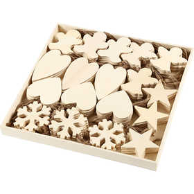 Christmas Ornaments, size 9-11 cm, thickness 4 mm, plywood - 90 pcs