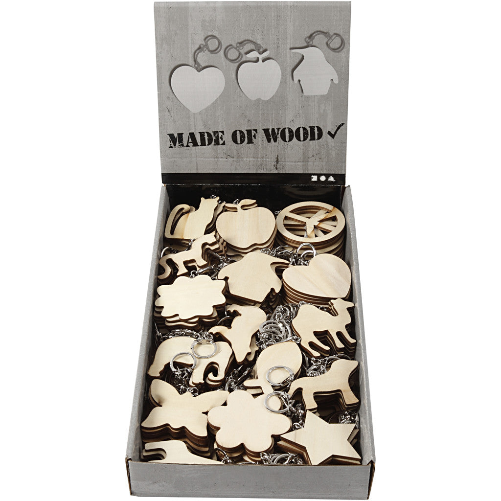 Keychain, size 7x7 cm, thickness 3 mm, plywood, 128pcs - 128 pcs