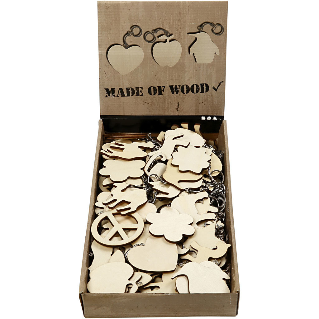 Keychain, size 7x7 cm, thickness 3 mm, plywood, 128pcs - 128 pcs