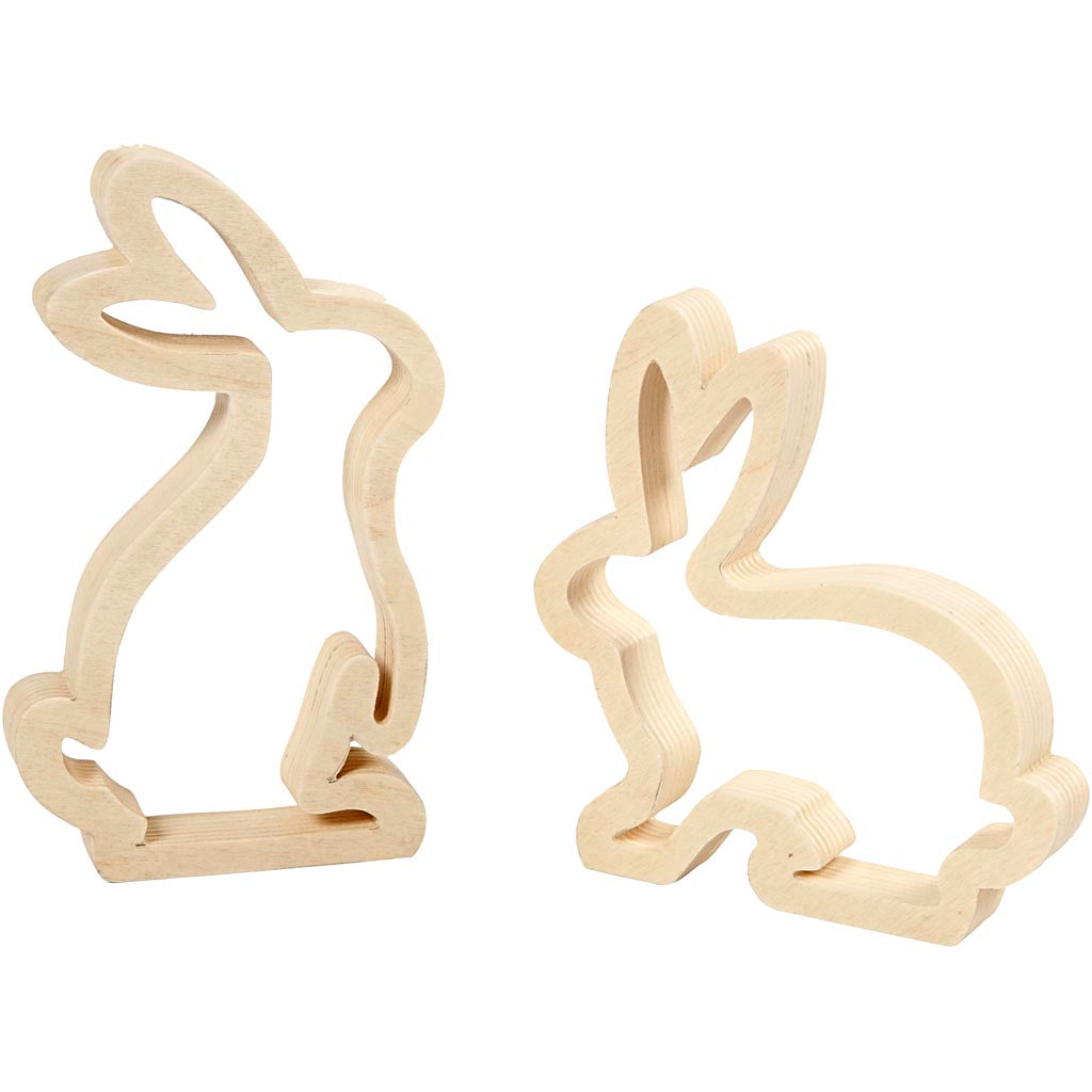 Bunnies, H: 14 cm, W: 13 cm, plywood, depth 2 cm
