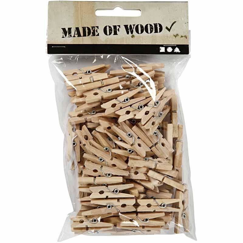 Clothes Pegs, L: 30 mm, W: 3 mm, birch - 100 pcs