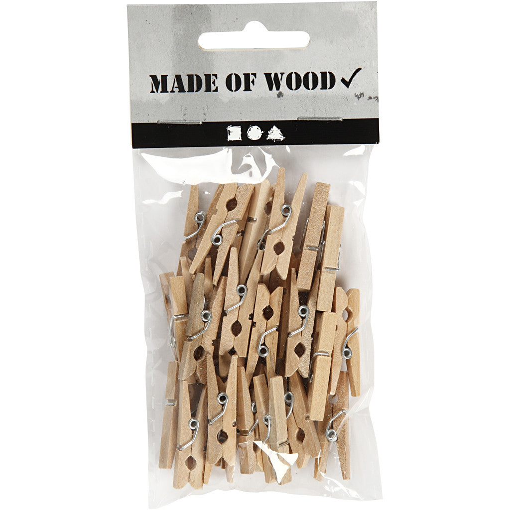 Clothes Pegs, L: 30 mm, W: 3 mm, birch - 30 pcs