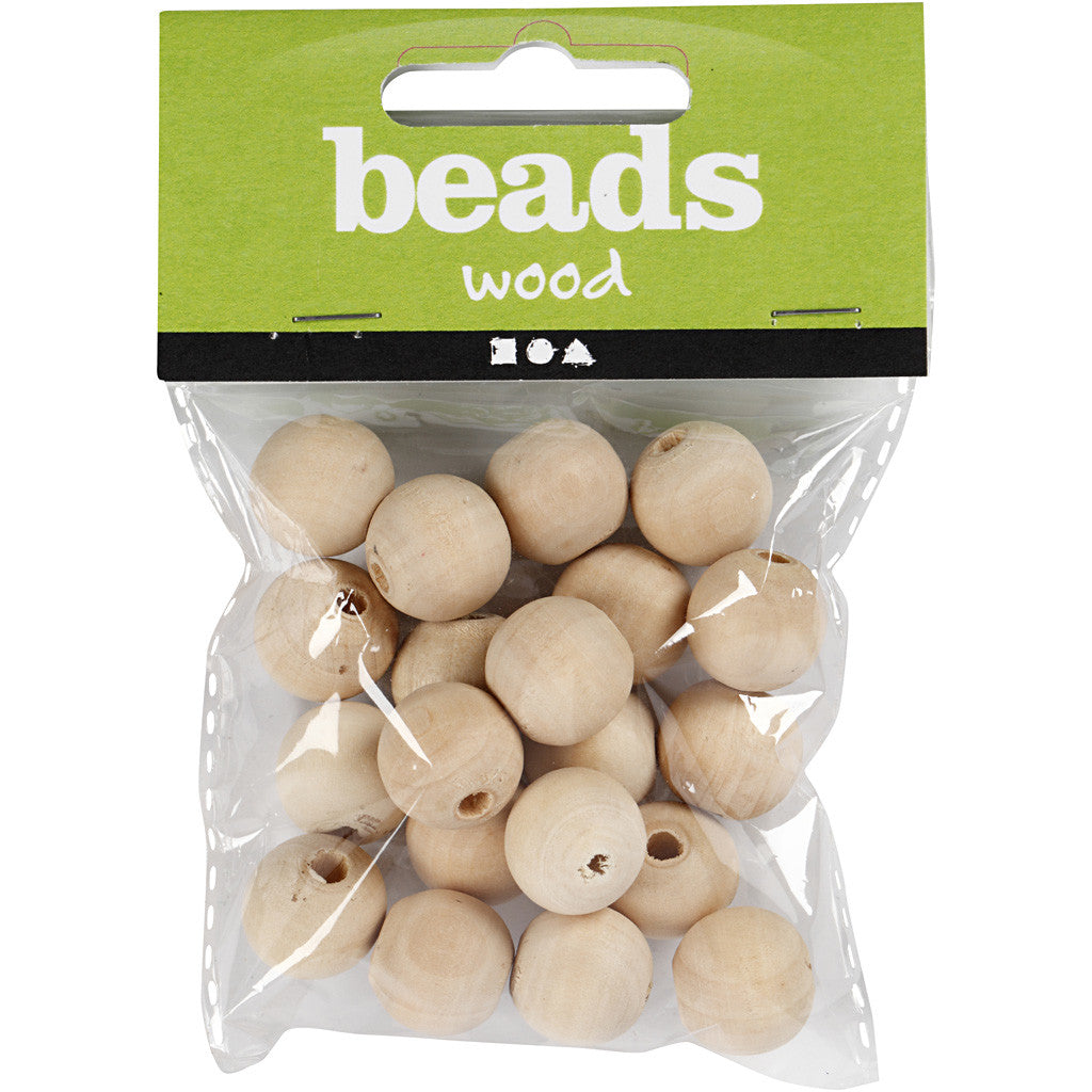 Wooden Bead, D: 15 mm, hole size 3 mm, china berry - 20 pcs
