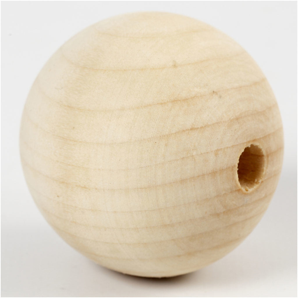 Wooden Bead, D: 50 mm, hole size 8 mm, china berry - 20 pcs
