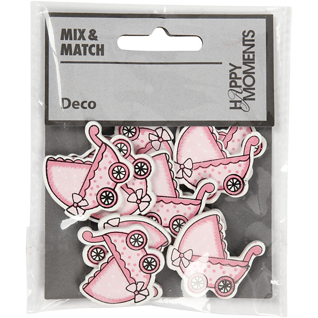 Pram, Light Red, size 34x31 mm, thickness 1.7 mm - 10 pcs