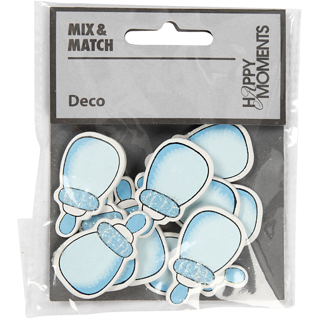Milk Bottle, Light Blue, size 22x37 mm, thickness 1.7 mm, glitter - 10 pcs