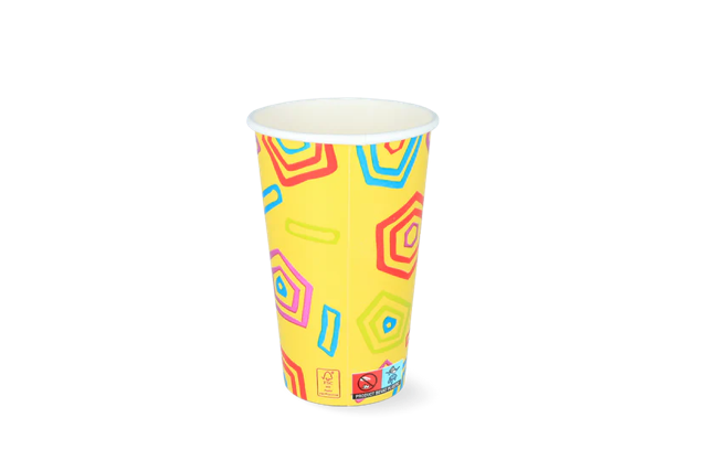 Milkshake cup Carton medium 450ml Ø90 mm 16oz Yellow FSC®Mix - 500 pcs