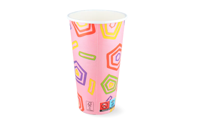 Milkshake cup Carton Large 560ml Ø90 mm 20oz pink FSC® - 500 pcs