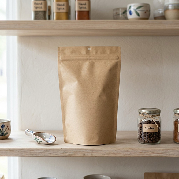 Kraft Home Compostable Stand Up Pouch 15x9x23cm - 100 pcs