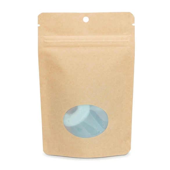 Kraft Home Compostable Stand Up Pouch with Oval Window 10x6x15cm- 100 pcs