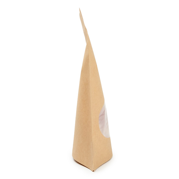 Kraft Home Compostable Stand Up Pouch with Oval Window 15x9x23cm - 100 pcs