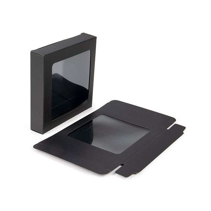 Black Gift Boxes Window Box w/ attached window 105 x22x105 mm - 25 pieces