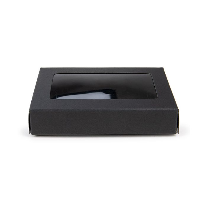 Black Gift Boxes Window Box w/ attached window 70x21x103 mm - 25 pieces